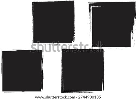 Set of grunge rolled ink stamp textures handmade, Letterpress vintage rough irregular rectangle vertical, vector illustration
