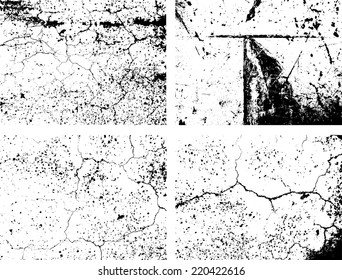 Set of Grunge Rough Grungy Edge Overlay Texture for your Design . Vector illustration .