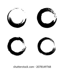  Set of grunge round frames. Trendy design with brush strokes. Isolated on white background. Vector.