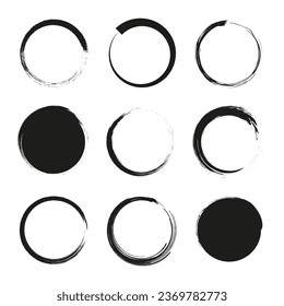 Set of grunge round frames. Vector illustration. EPS 10.
