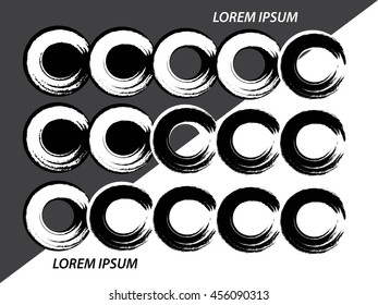 Set of Grunge round shape with brush vector