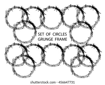 Set of Grunge round shape with brush vector