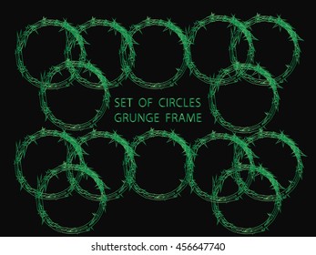 Set of Grunge round shape with brush vector