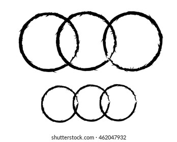 Set of Grunge round shape with brush vector
