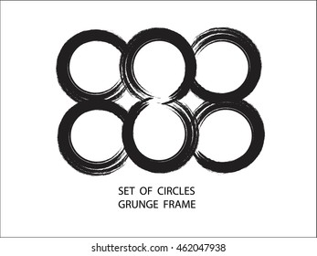 Set of Grunge round shape with brush vector