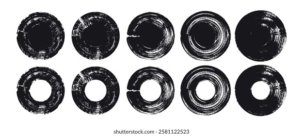 Set of Grunge round shapes. Set of grunge textured round stamps.. You can use it perfectly for your design. Vector illustration EPS 10.