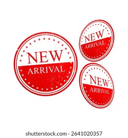 set grunge rubber stamp with the new arrival text