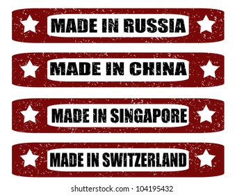 Set of grunge rubber stamp with the text made in......., vector illustration