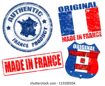 Set of grunge rubber stamp with the text made in France written inside, vector illustration