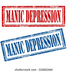 Set of grunge rubber stamp with text Manic Depression,vector illustration