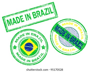 Set of grunge rubber stamp with the text made in Brazil written inside, vector illustration