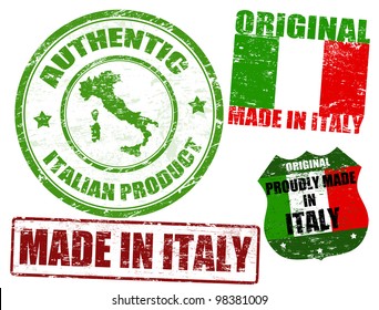 Set of grunge rubber stamp with the text made in Italy written inside, vector illustration