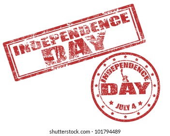 Set of grunge rubber stamp with word Independence day and 4 july,vector illustration