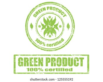 Set of grunge rubber stamp with word green product inside,vector illustration