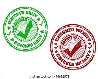 set of grunge rubber stamp with word checked inside,vector illustration