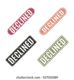 Set of grunge rubber stamps declined, isolated on a white background, rectangular shape, vector illustration.