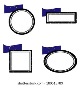 Set of grunge rubber stamps with the flag of European Union, vector illustration 