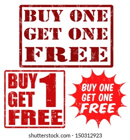 Set grunge rubber stamps with text buy one get one free inside,vector illustration