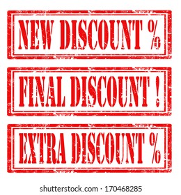Set of grunge rubber stamps with text New Discount,Final Discount and Extra Discount,vector illustration