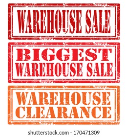 Set of grunge rubber stamps with text Warehouse Sale,vector illustration
