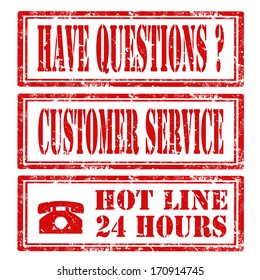 Set of grunge rubber stamps with text Customer Service,Hot Line ,vector illustration