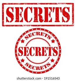 Set of grunge rubber stamps with text Secrets,vector illustration