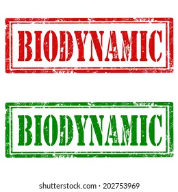 Set of grunge rubber stamps with text Biodynamic,vector illustration