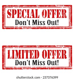 Set of grunge rubber stamps with text Special Offer and Limited Offer,vector illustration