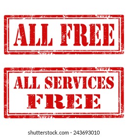 Set of grunge rubber stamps with text All Free and All Service Free,vector illustration
