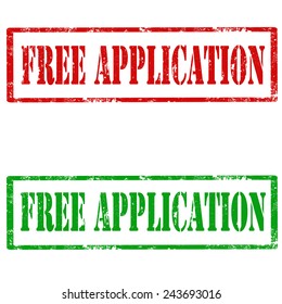 Set of grunge rubber stamps with text Free Application,vector illustration