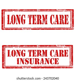 Set Of Grunge Rubber Stamps With Text Long Term Care And Long Term Care Insurance,vector Illustration