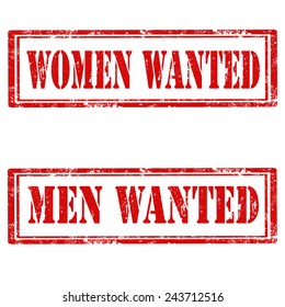 Set of grunge rubber stamps with text Women Wanted and Men Wanted,vector illustration