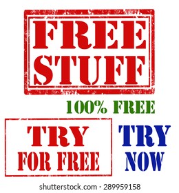 Set of grunge rubber stamps with text Free Stuff,Try For Free and Try Now,vector illustration