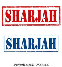Set of grunge rubber stamps with text Sharjah,United  Arab Emirates,vector illustration
