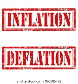 Set of grunge rubber stamps with text Inflation and Deflation,vector illustration