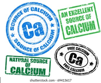 Set of grunge rubber stamps with the text calcium written inside