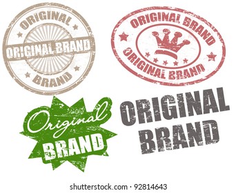 Set of grunge rubber stamps with text original brand written inside, vector illustration
