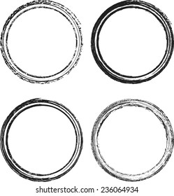 Set of Grunge Rubber Stamps . Vector Circle Shapes .