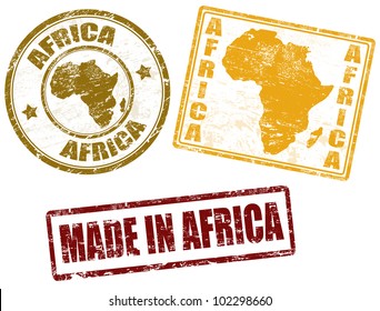 Set of grunge rubber stamps with the word Africa written inside, vector illustration