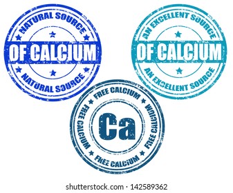 Set of grunge rubber stamps with word calcium inside,vector illustration