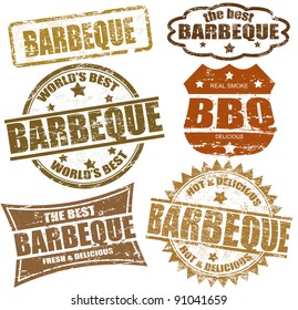 Set of grunge rubber stamps  with  the word barbeque written inside, vector illustration