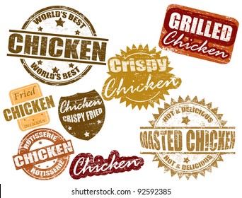 Set of grunge rubber stamps with the word chicken written inside, vector illustration