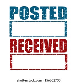 Set of grunge rubber stamps with words Posted and Received,vector illustration