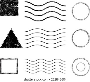 Set of Grunge Rubber Texture Stamp -  Postmarks - Vector Illustration .
