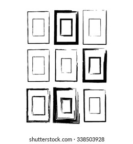 Set of Grunge Rubber Texture Stamp . Distressed Stamp Texture . Post Stamp Collection . 
 Rounded Brush Strokes . Vector Illustration .