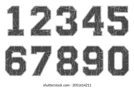 Set of grunge scratched numbers.