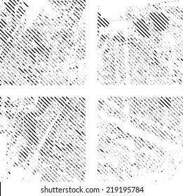 Set of grunge scratched stripe texture. Distressed texture. Vector illustration.