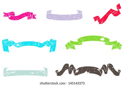 Set of grunge scroll banners. Ribbons
