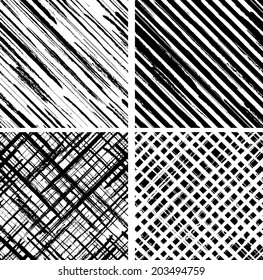 Set of grunge seamless pattern texture. Vector illustration 