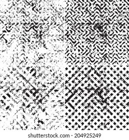 Set of grunge seamless pattern texture. Vector illustration 